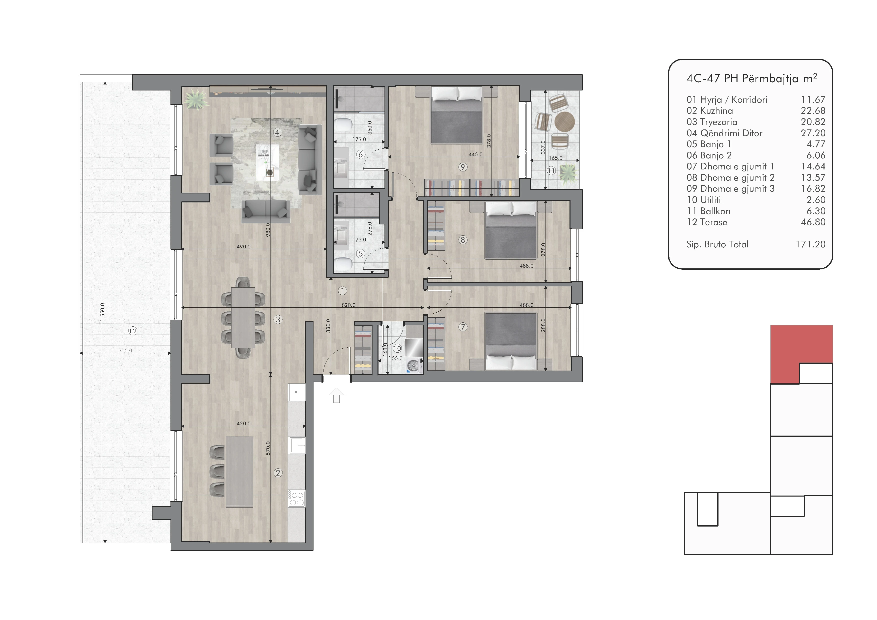 Planimetria alternative e penthouse-it — pamje e pestë